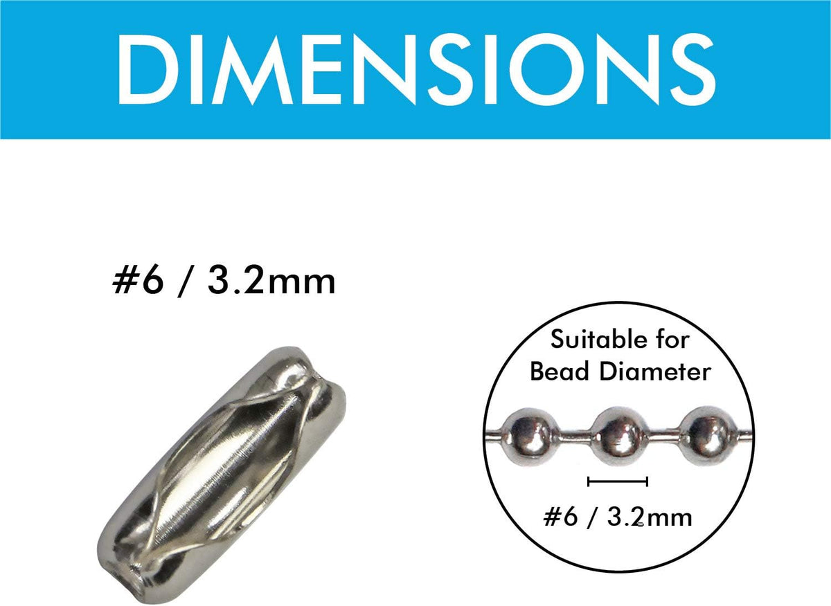 Millennial Essentials metal ball chain connectors displayed for DIY crafts.