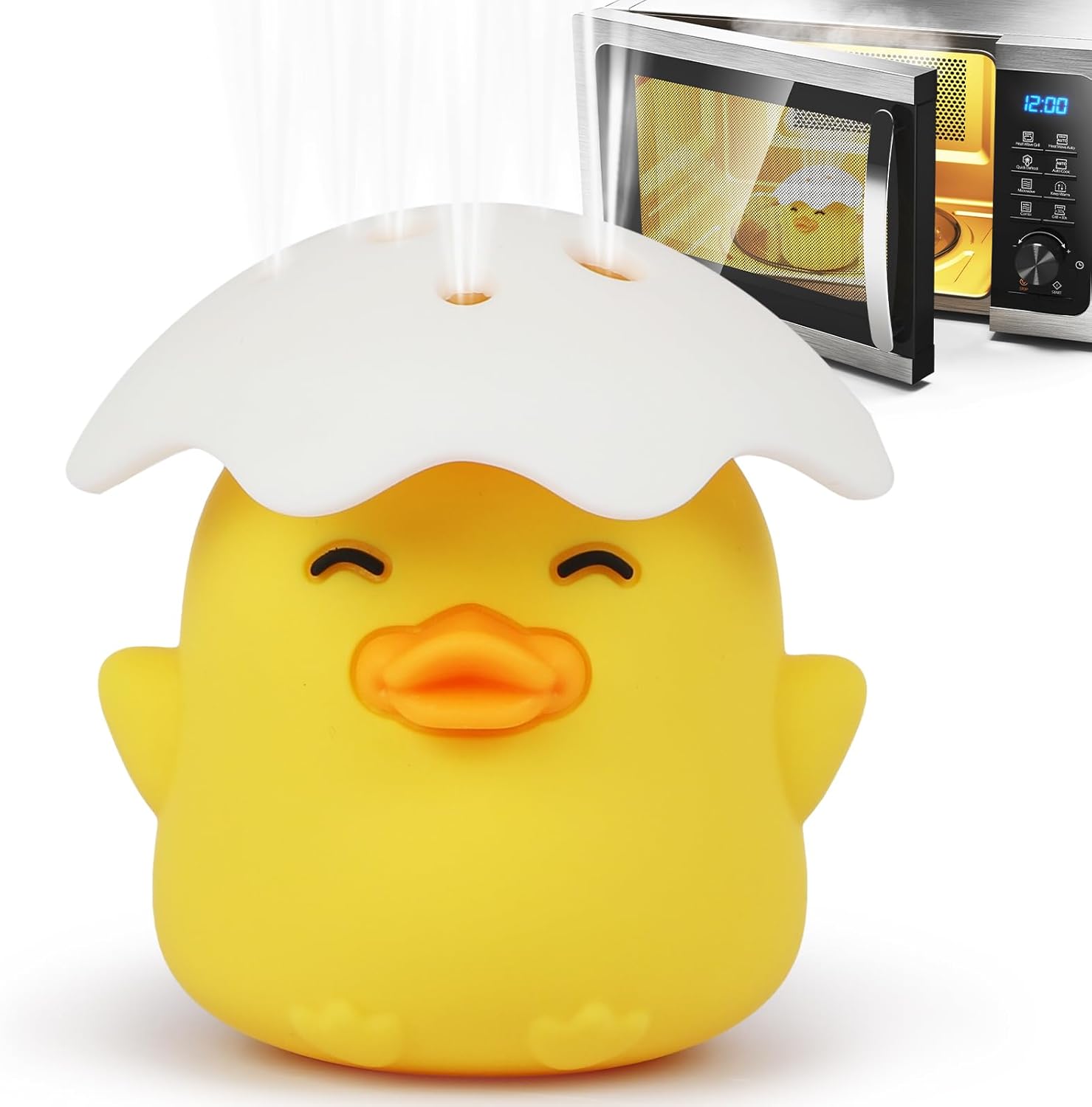ECOGREDA Duck Microwave Steam Cleaner front view showcasing the yellow duckling design.