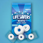 Life Savers Pep-O-Mint mints poured into an office reception candy bowl
