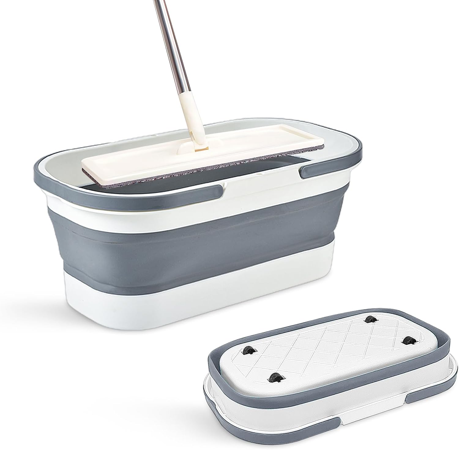 Goderewild collapsible plastic bucket with wheels front view expanded for house cleaning
