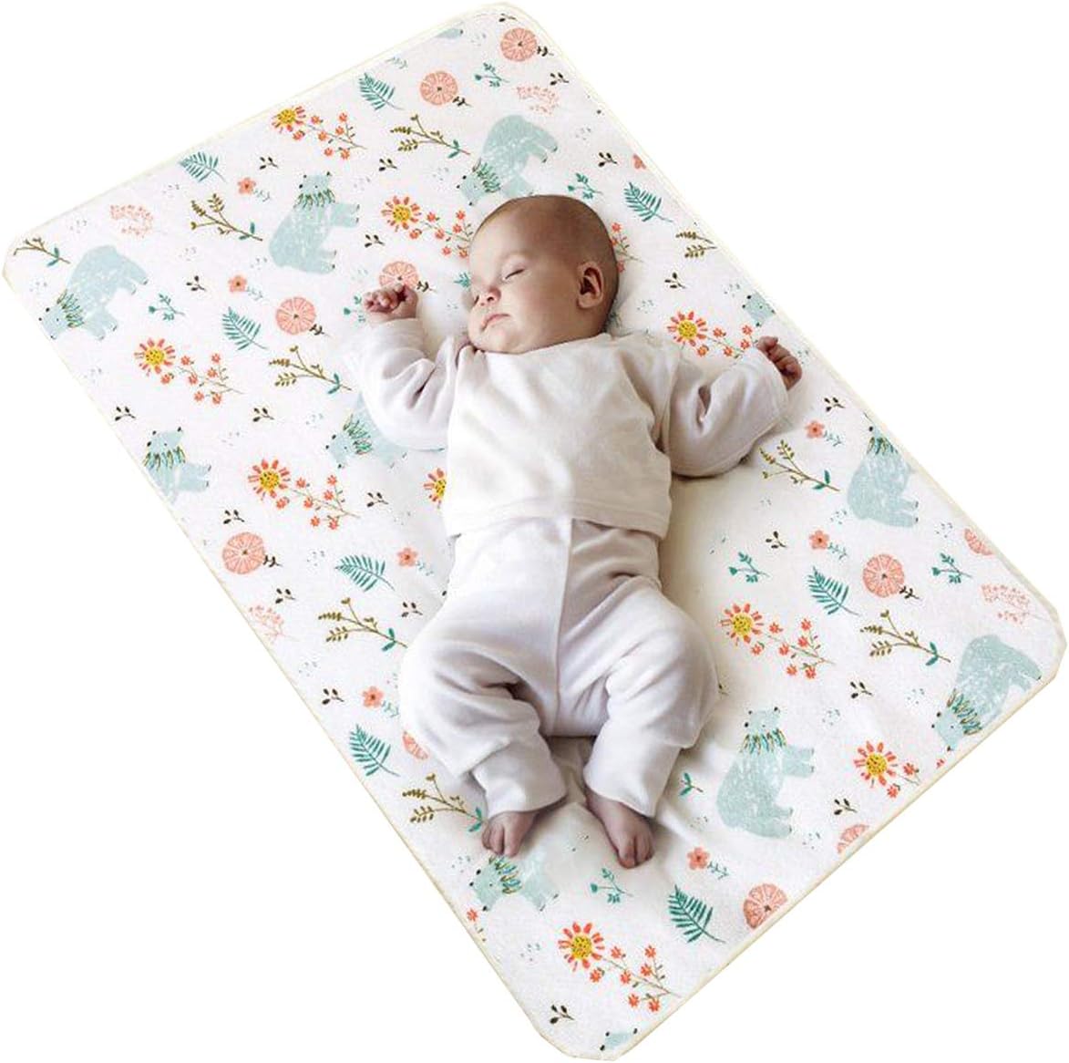 Cozumo waterproof baby bed pad with blue bear print top view