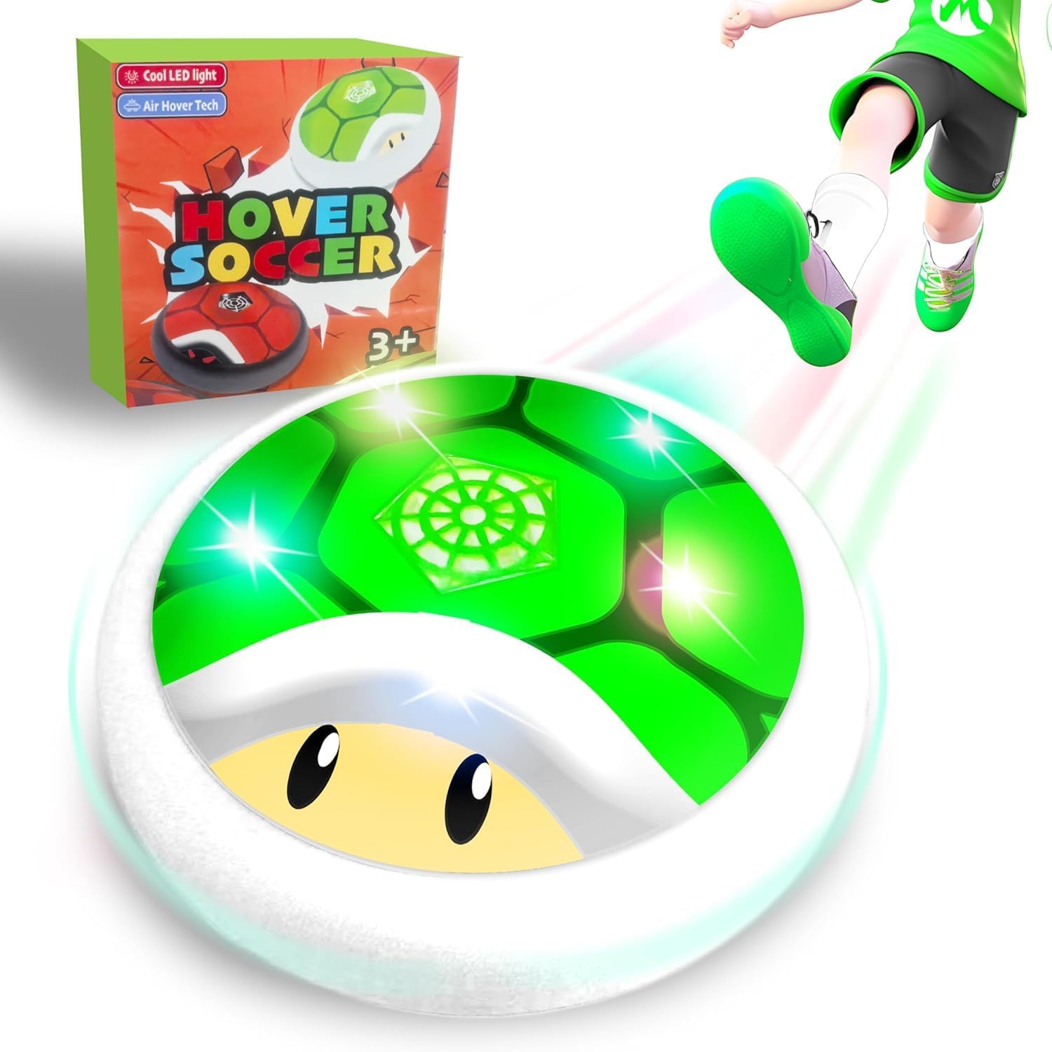 Glückpa Mario Hover LED Football authentic front view showing green turtle shell design.