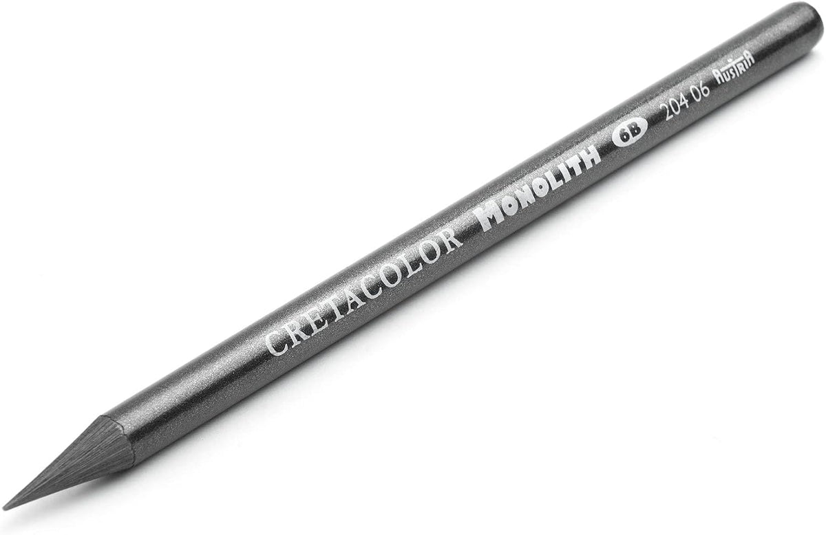 Cretacolor Monolith 6B pencil tip and protective varnish coating detail