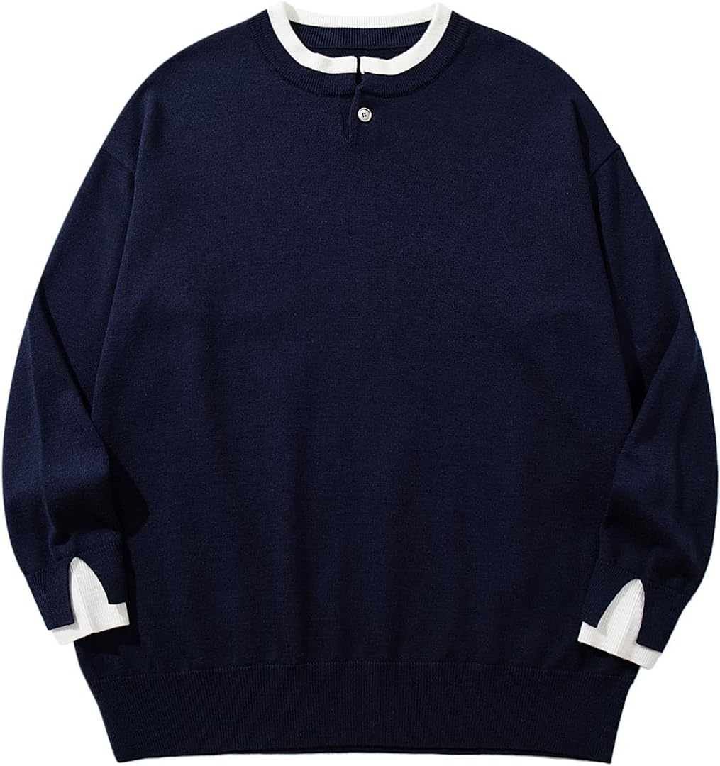 Laixton Mens Oversized Sweater Unisex Long Sleeve Cable Knit Sweaters Aesthetic Streetwear Casual Sweater Jumper Tops - Image 11