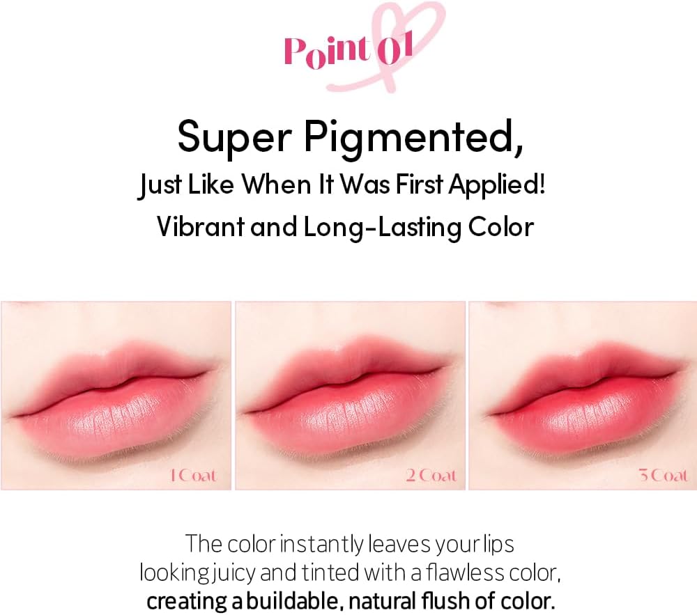 ETUDE long lasting lip stain model application view