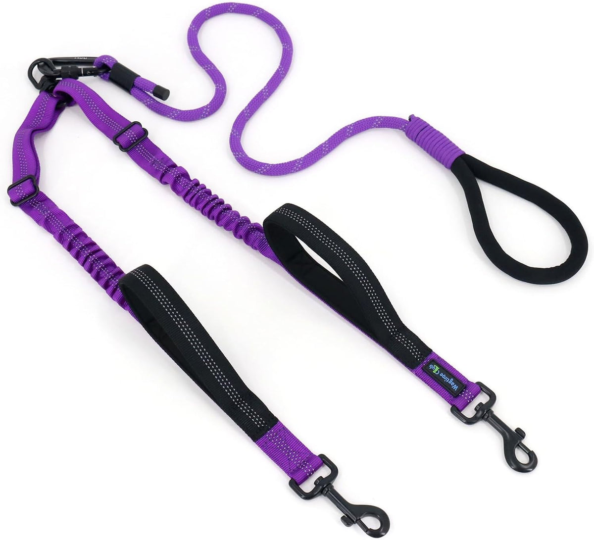 Double Dog Leash No Tangle - Dual Dog Leash for 2 Dogs with Shock Absorbing Bungee, 360 degrees Swivel, Reflective Safety, Heavy Duty for Medium & Large Dogs (Carnation Red) - Image 11
