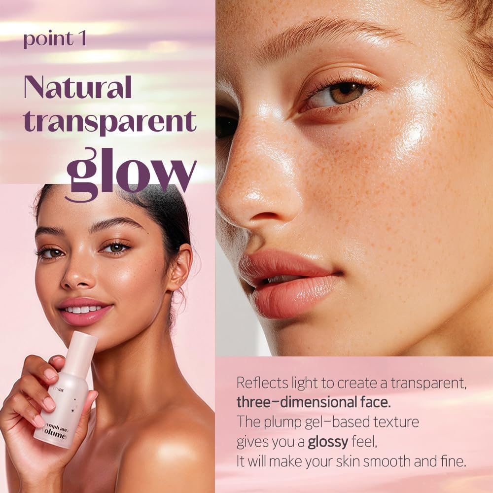 ETUDE Nymph Aura Volumer mixed with liquid foundation demonstrating how to achieve glass skin