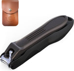 GLAMFIELDS Nail Clippers with No Splash Storage Box, Large Fingernail Toenail Clipper Detachable Easy Clean Nail Cutter Trimmer with Nail Files for Men & Women, Leather Case Packed Black (1 Pack) - Image 1