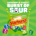 Back of Starburst Sour sharing bag showing ingredients and nutritional facts