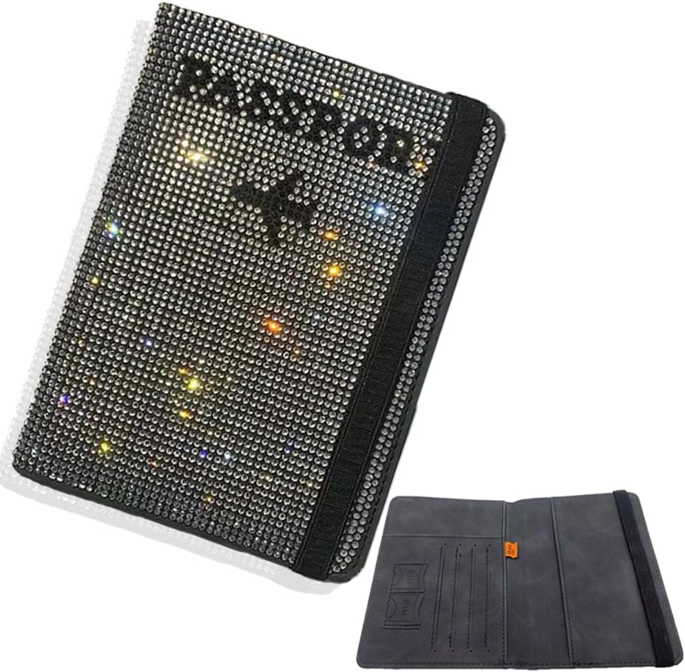 KUPAO Crystal Diamond passport holder front view