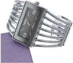 Weicam rectangular dial watch showing hollow alloy strap design
