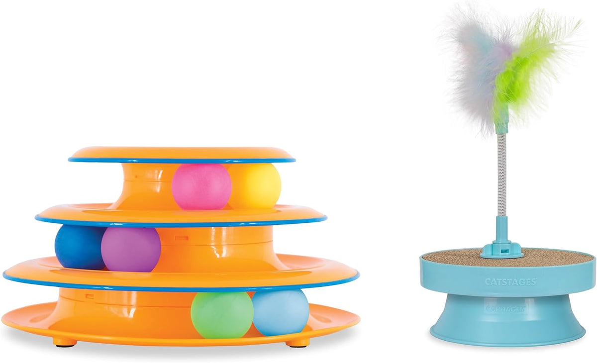 Petstages Tower of Tracks interactive cat toy front view