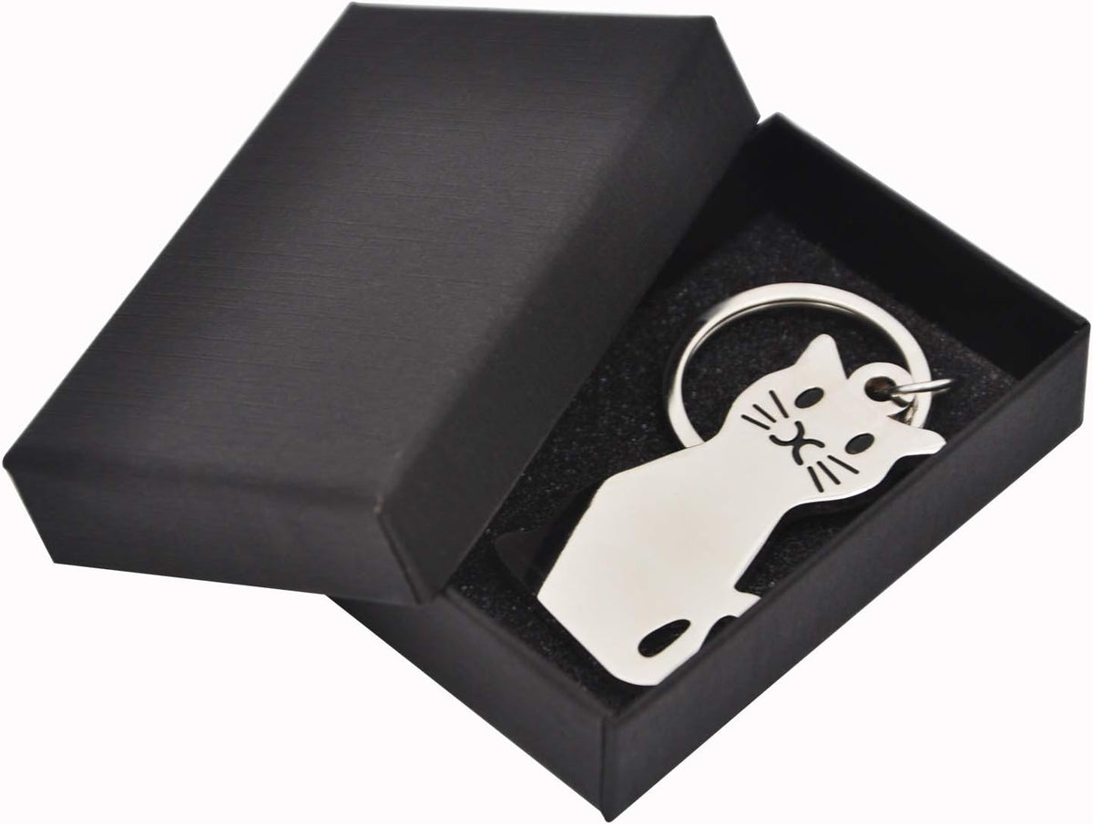 Elechobby Cat Keychain layout showing size dimensions and keyring ring attachment
