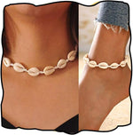 Chennie Boho Cowrie Shell Choker Necklace front view