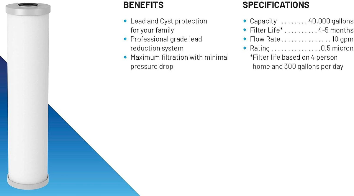 Pentair heavy duty water filter cartridge top profile view