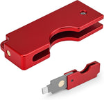 REEYEAR aluminum protective carrying case for Yubikey 5C NFC front view showing red metallic finish
