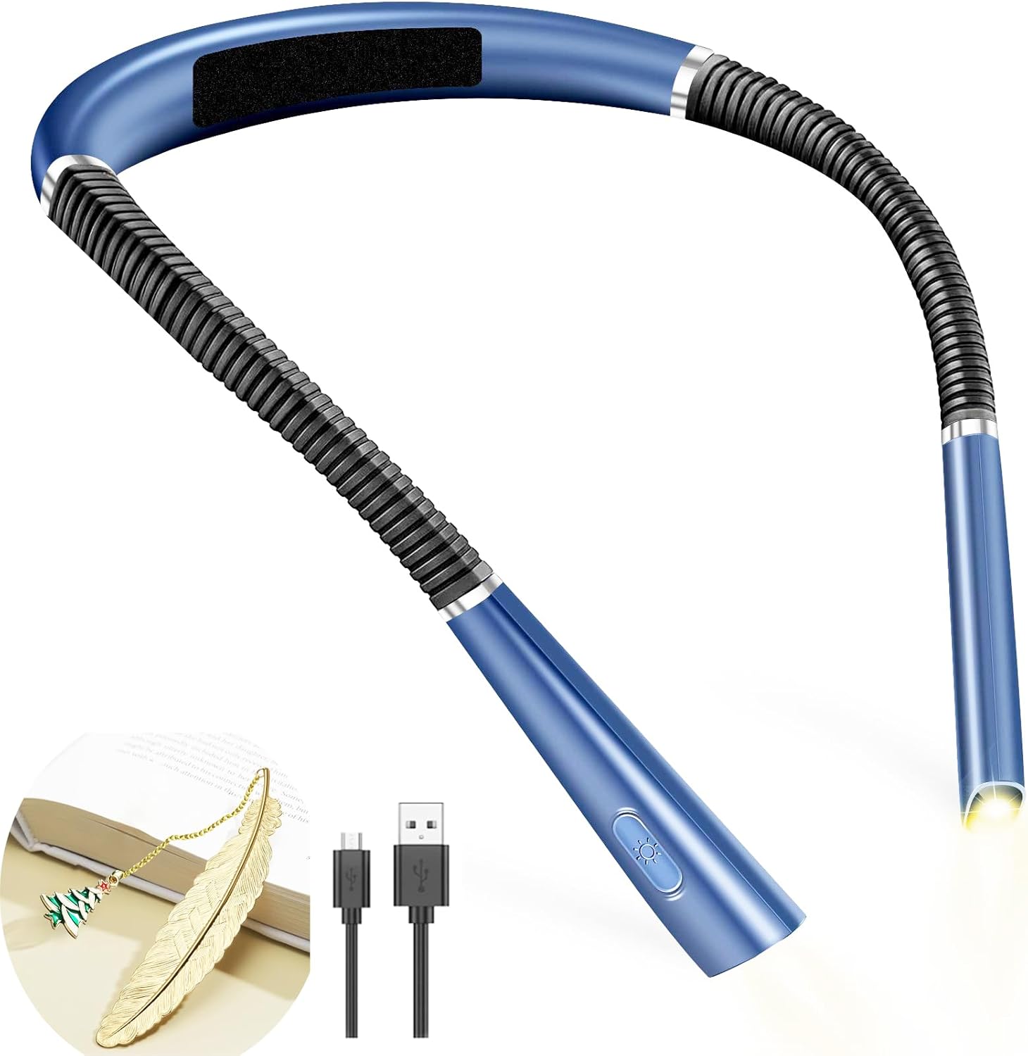 Aiolekup rechargeable neck reading light blue color front view