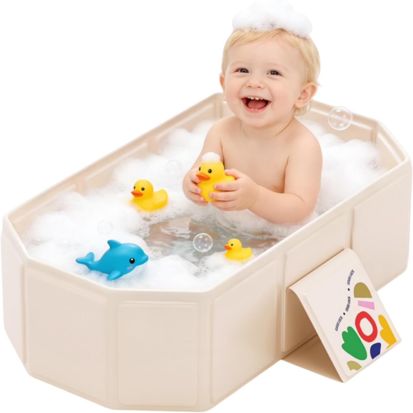 IcyByte foldable kids bathtub front view white