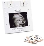 NQEUEPN sonogram picture frame front view showing white wooden design with ultrasound photo slot