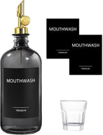Mouthwash Dispenser for Bathroom, Glass Mouthwash Dispenser with Cup, Mouth Wash Container Bottle with Cup, Refillable Mouthwash Decanter, Clear,17oz,2 Pack - Image 10