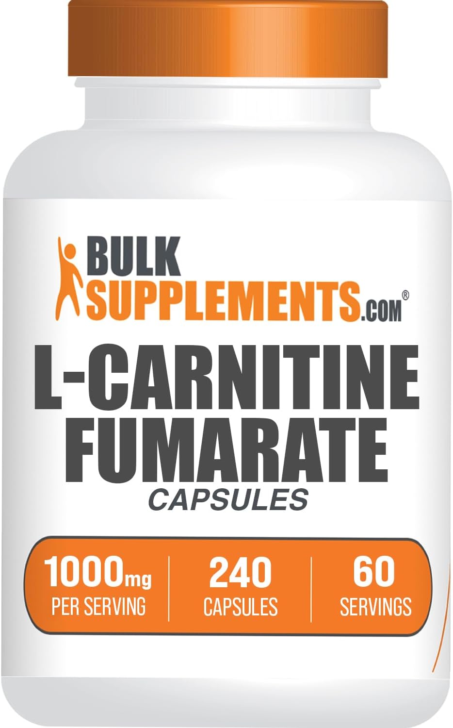 BulkSupplements.com L-Carnitine Fumarate Capsules - Carnitine Supplement, Nutritional Supplement - Gluten Free, 4 Capsules per Serving (1000mg), 240 Count (Pack of 1) - Image 1