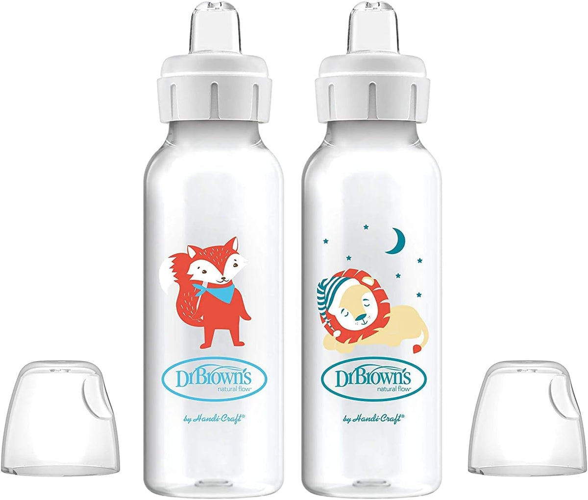 Dr. Brown's Milestones Narrow Sippy Bottle, 100% Silicone Soft Sippy Spout, 8oz/250mL, 6m+, Lion - Image 13