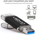 Leizhan 128GB flash drive connected to a smartphone