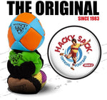 Wham-O three panel footbag demonstrating the weight distribution and pellet filling shape