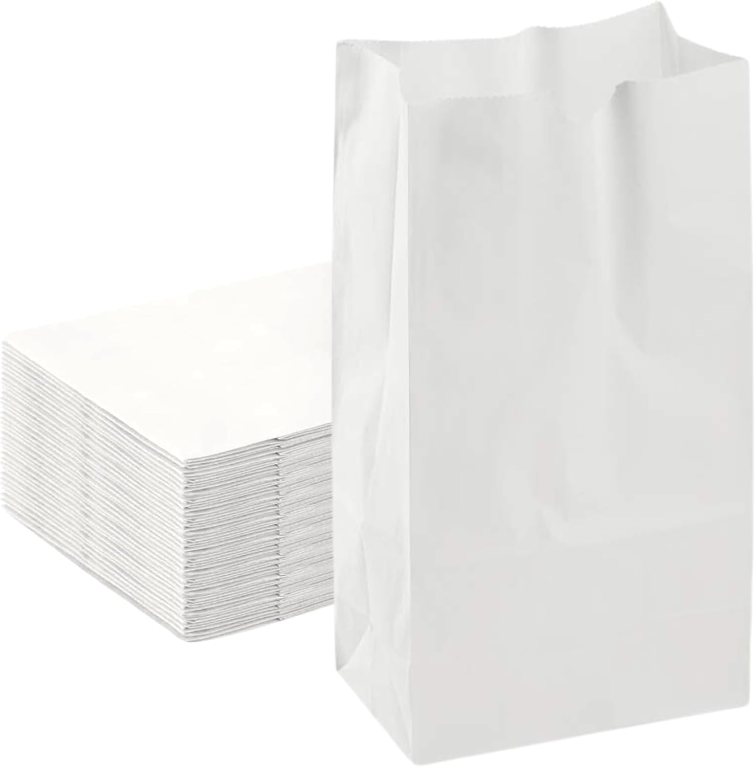 Perfect Stix 4lb Kraft White Paper Bags 50 count pack front view for lunch and bakery use.