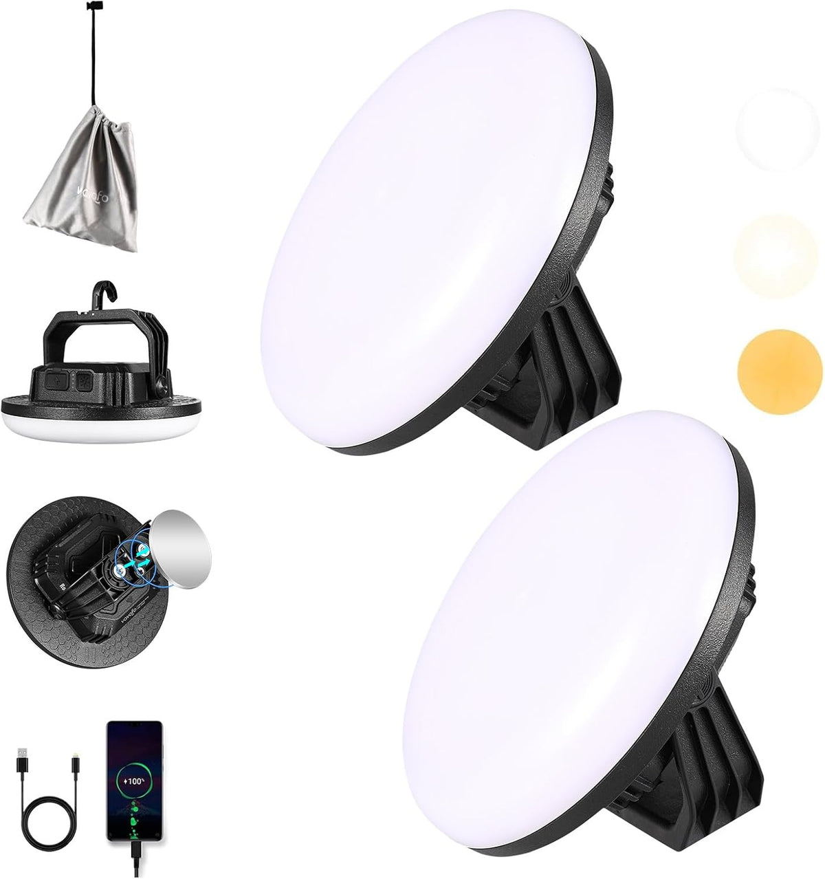 VAVOFO LED lantern panel displaying different color temperature modes