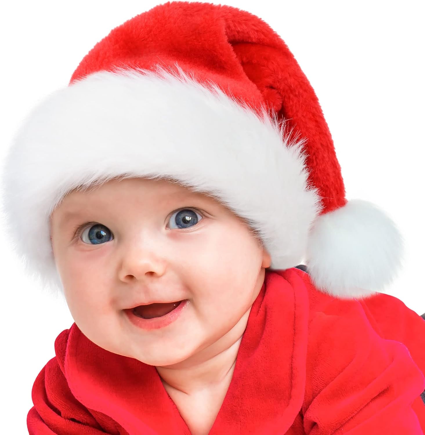 RJVW classic red velvet Santa hat for baby front view