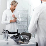 CROCOD black toiletry organizer side profile with handle