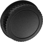 HUIPUXIANG rear lens cap four pack front view showing premium matte black finish camera accessory