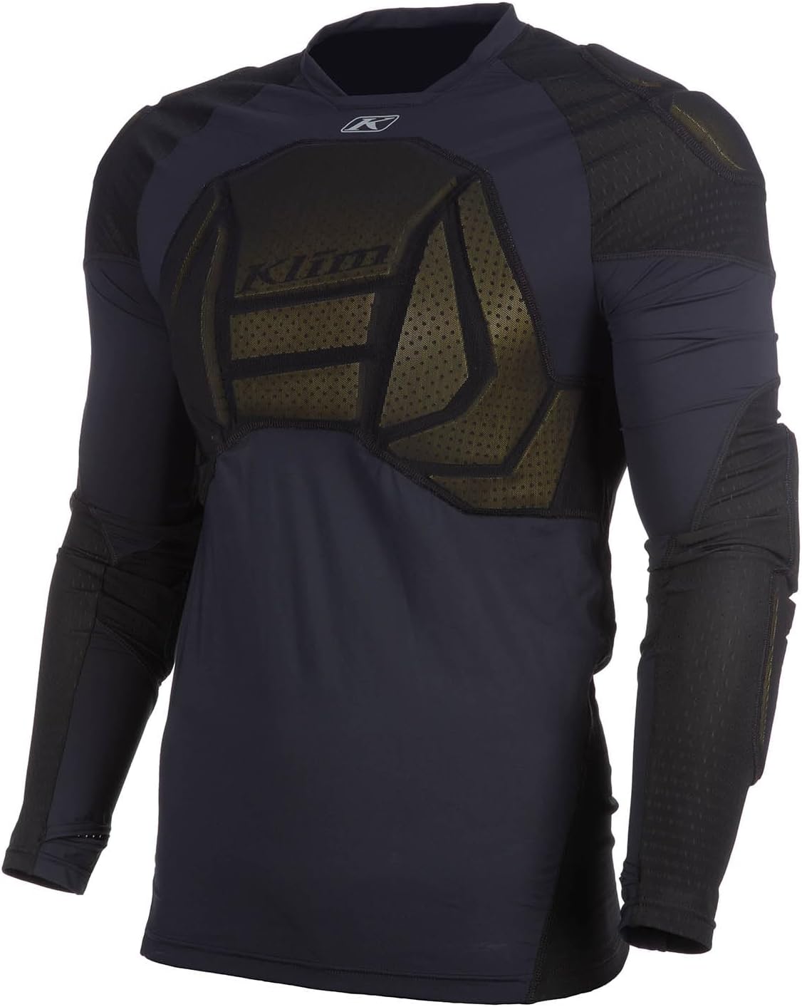 KLIM Men's Tactical Long Sleeve padded compression shirt front view showing armored chest protection.