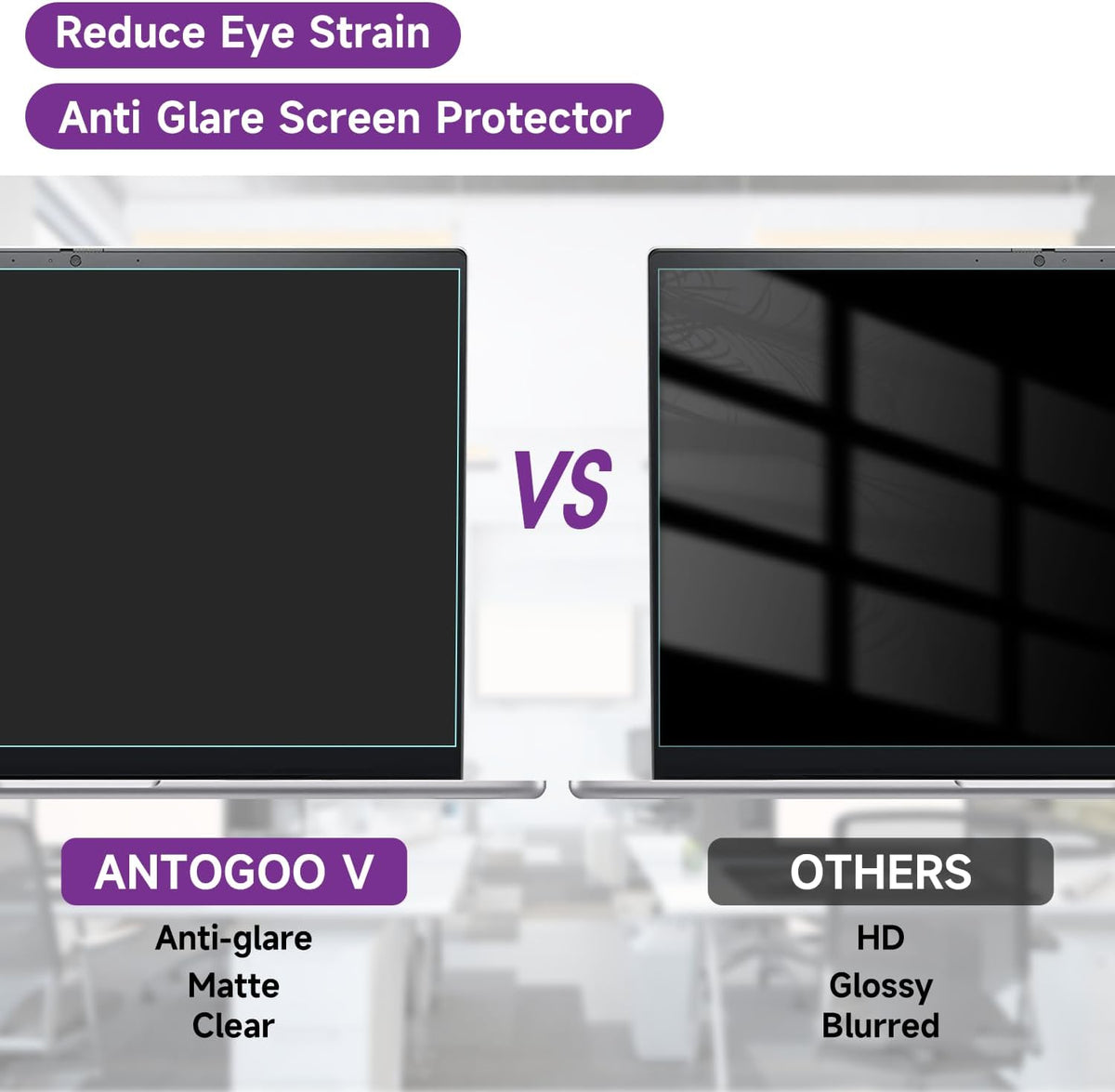 Antogoo V laptop screen film demonstrating anti glare matte finish