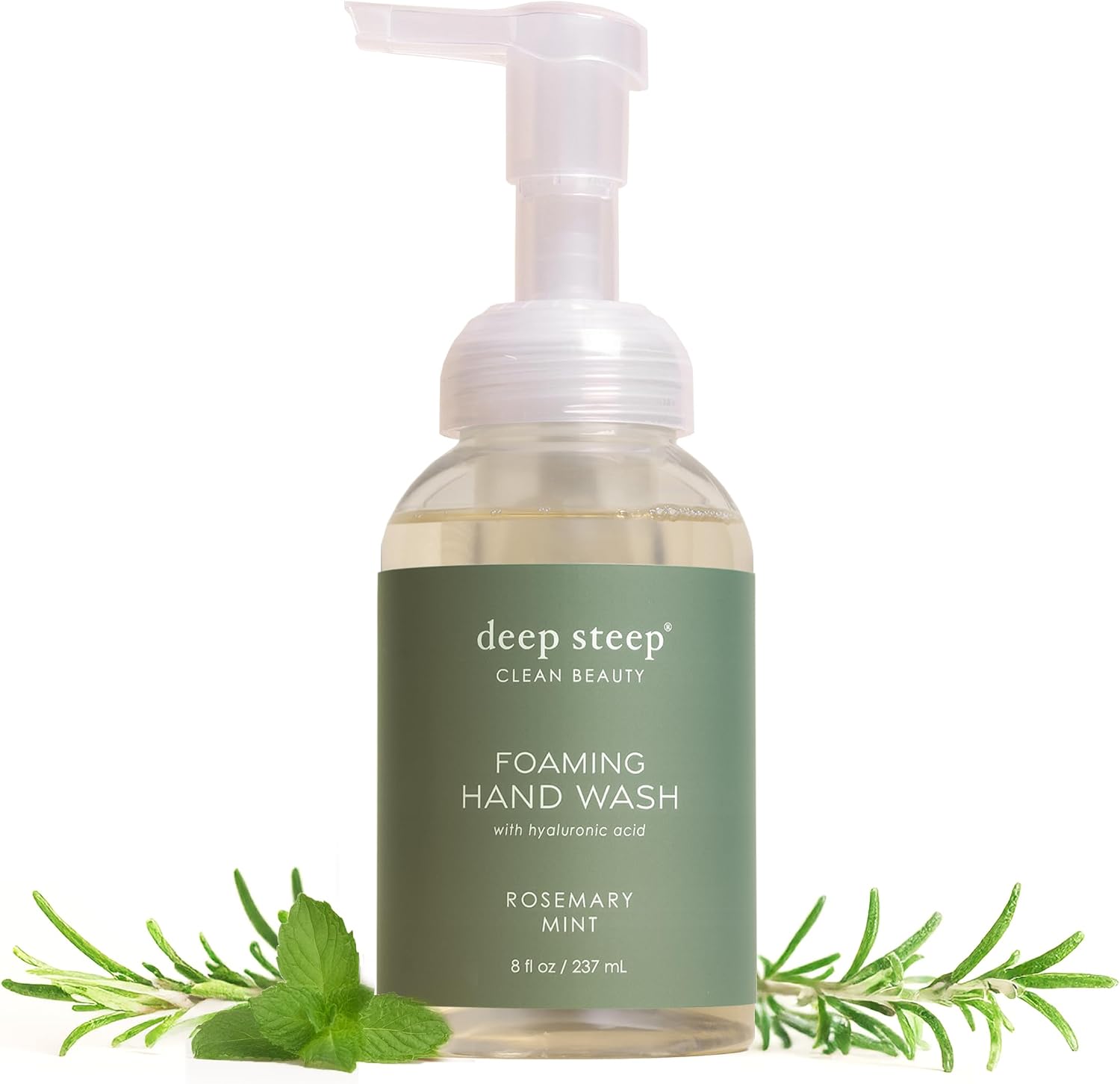 Deep Steep foaming hand wash rosemary mint front view bottle