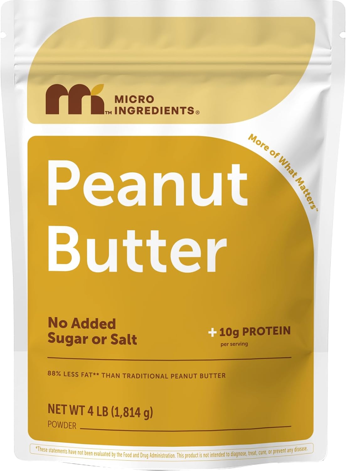 Micro Ingredients pure peanut butter powder front view pouch
