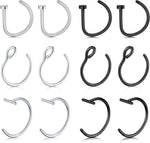 Fake Nose Ring Hoop Fake Septum Fake Nose Ring Fake Septum Nose Ring Fake Nose Piercing Fake Nose Ring Stud Double Fake Noe Rings for Women Men - Image 10