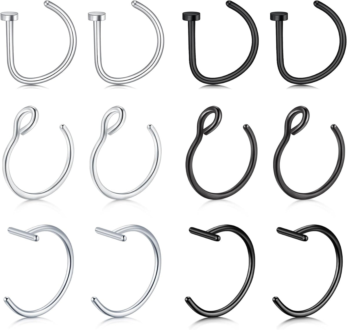 Fake Nose Ring Hoop Fake Septum Fake Nose Ring Fake Septum Nose Ring Fake Nose Piercing Fake Nose Ring Stud Double Fake Noe Rings for Women Men - Image 10