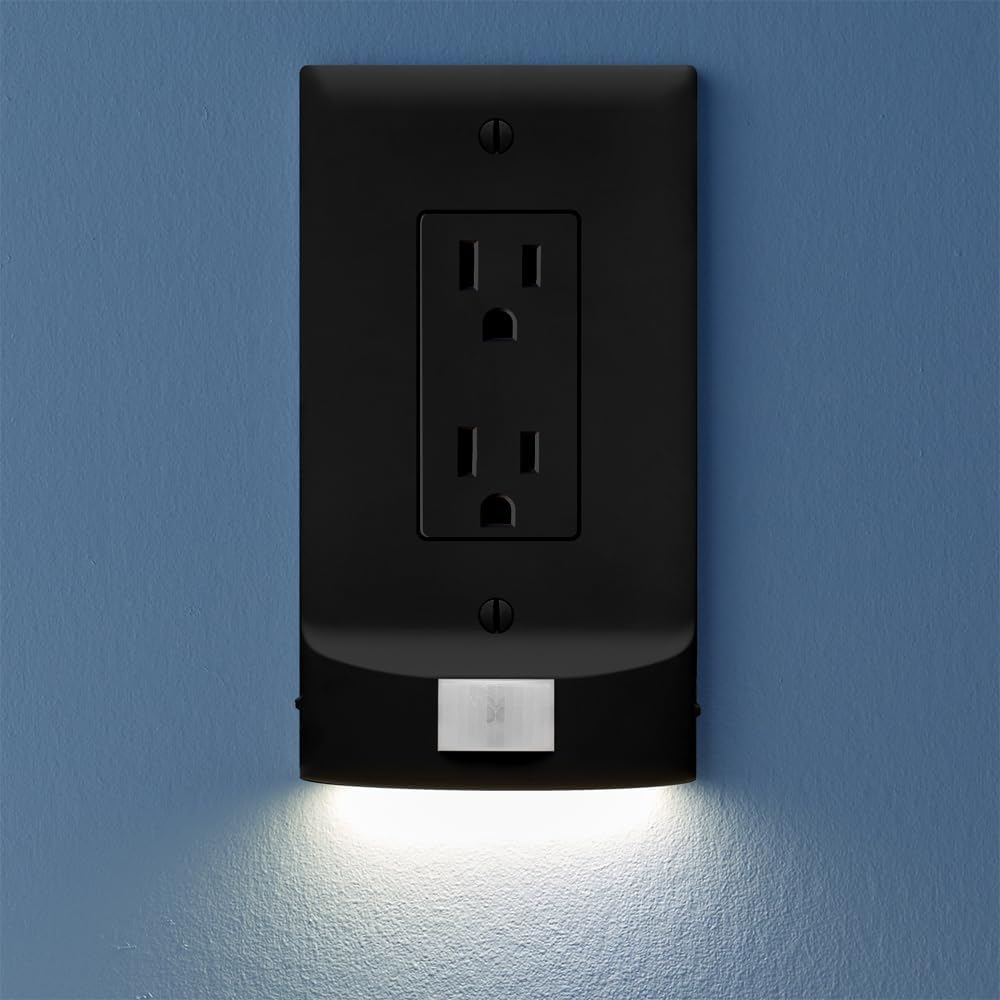 SnapPower Single MotionLight [for Duplex Outlets] - Motion Detecting LED Night Lights Built-in to Wall Plate - Bright/Dim/Off Options - Auto On/Off Sensor - (Duplex, Light Almond) - Image 9