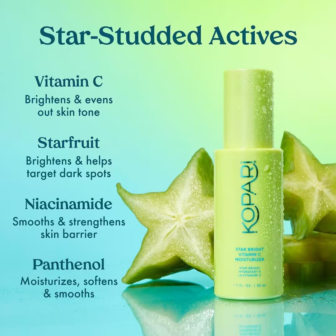 Kopari Star Bright Vitamin C Moisturizer lotion texture close up on skin