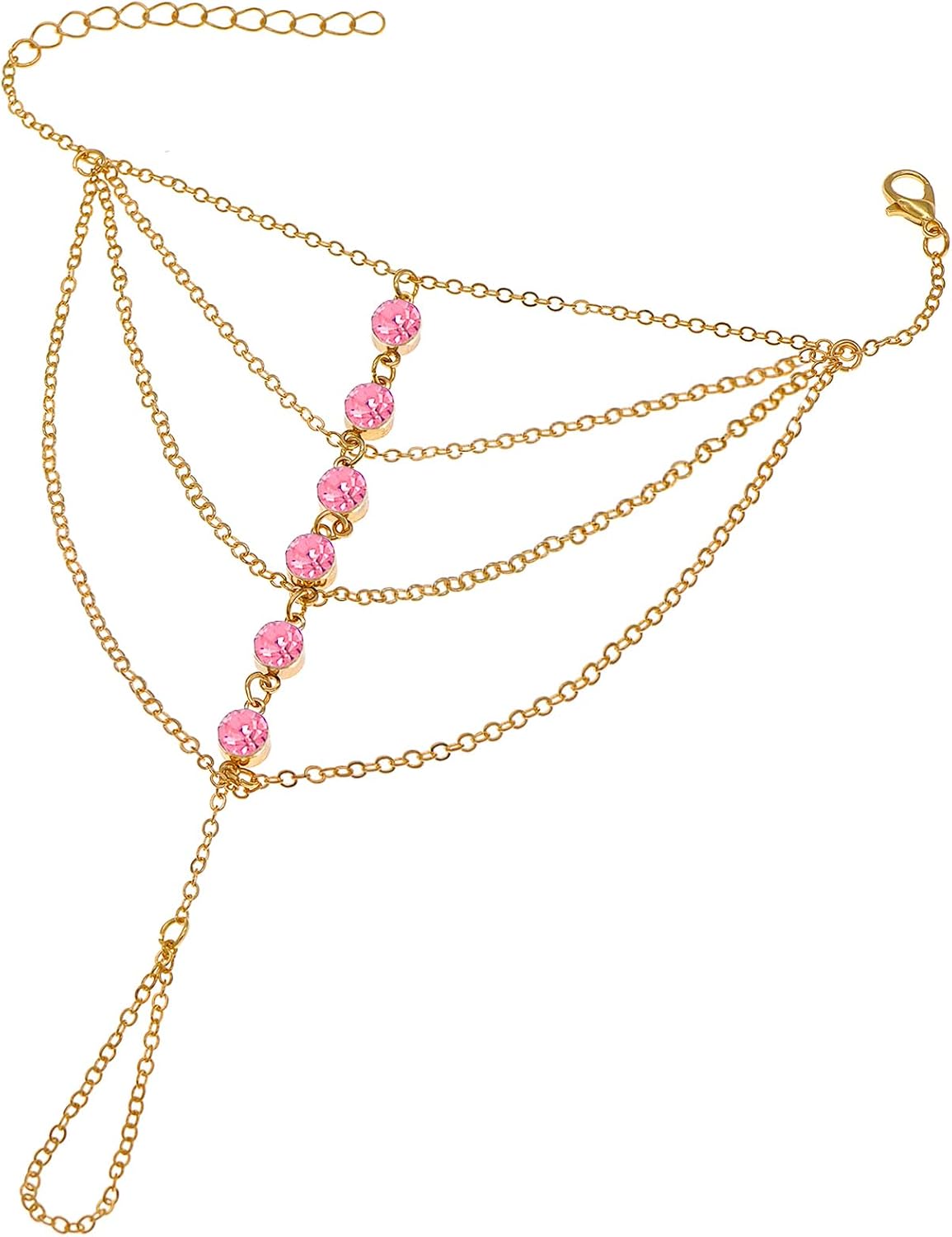 Suyi Finger Ring Bracelet Hand Harness Chain Bracelet Rhinestone Gifts for Women - Image 12