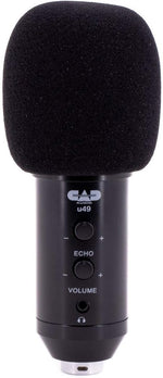 CAD Audio U49 microphone connected with USB cable and windscreen