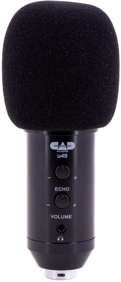 CAD Audio U49 microphone connected with USB cable and windscreen