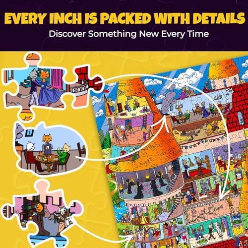 Completed QUOKKA medieval cat kingdom jigsaw puzzle displaying high definition colorful matte finish details