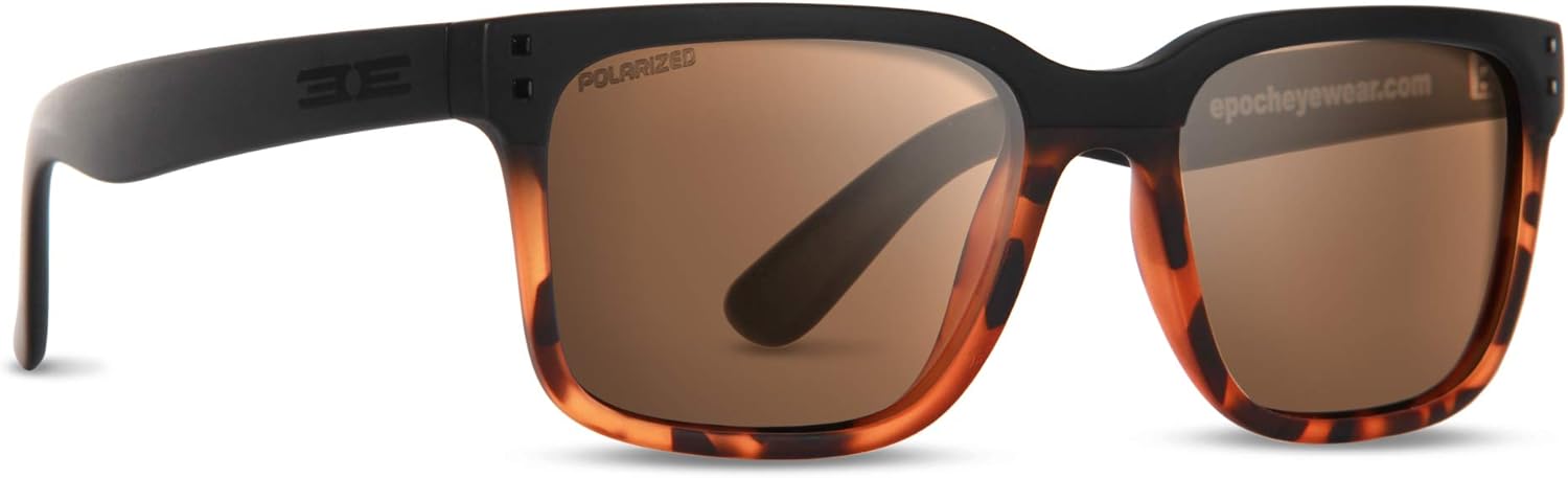 Epoch Eyewear Romeo polarized sunglasses front view showing black and tortoise frame