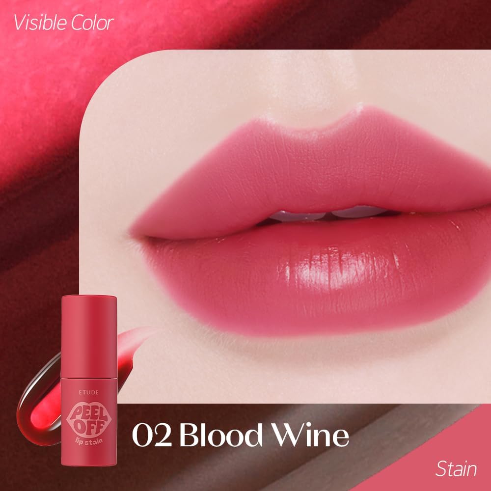 ETUDE Korean beauty lip tattoo stain in Blood Wine shade close up view