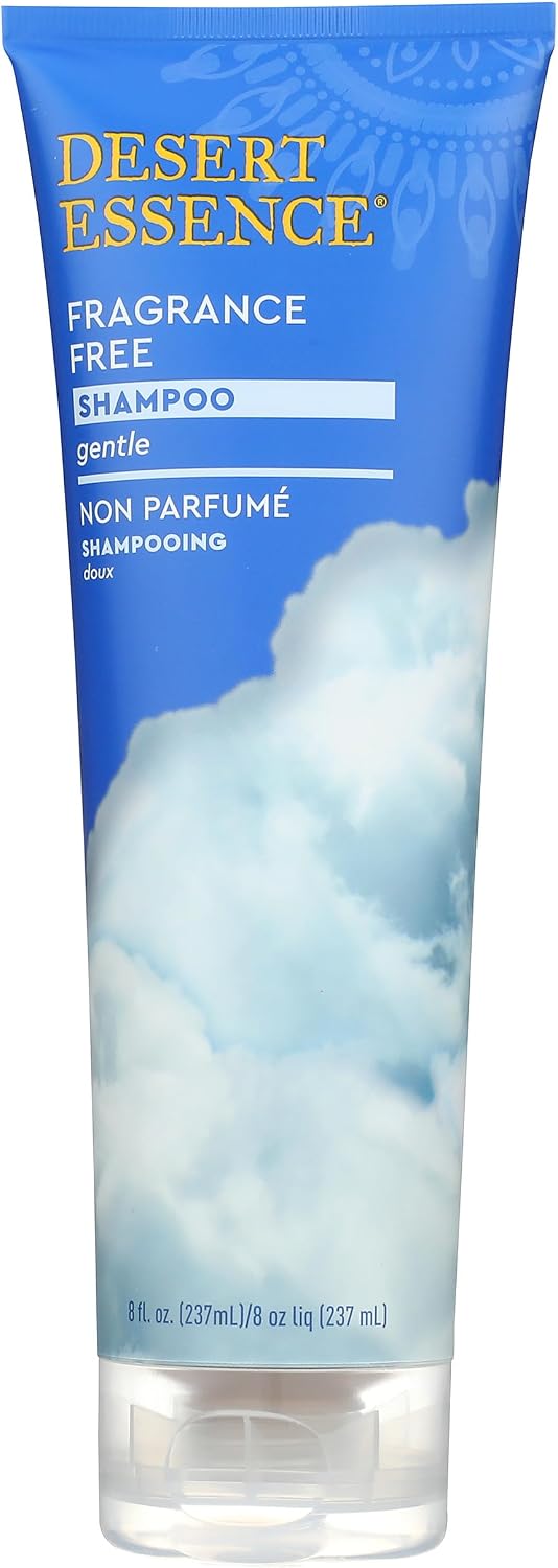 Desert Essence organic fragrance free shampoo front view bottle