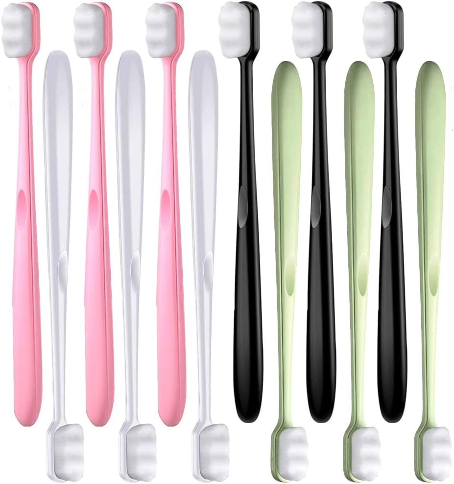VOVEWAN extra soft toothbrush set front view showcasing multiple colorful handles and packaging.