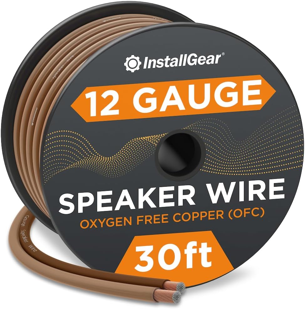 InstallGear 12 gauge oxygen free copper speaker wire spool front view